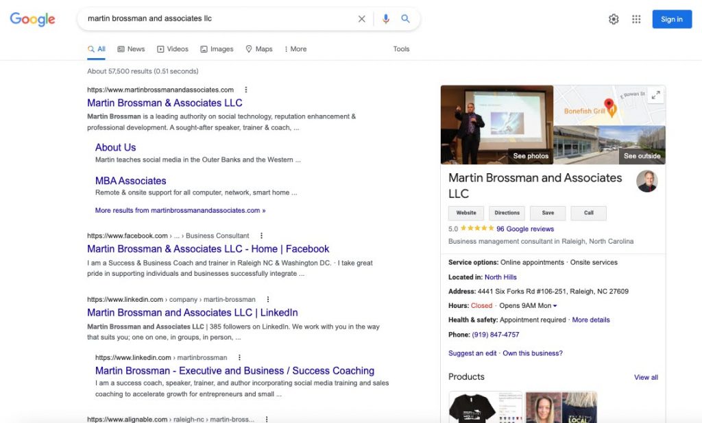 Google Business Profile - Martin Brossman